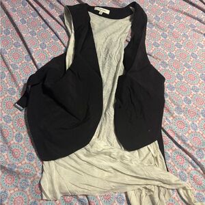 Mystree Black and Cream Sleeveless Blouse